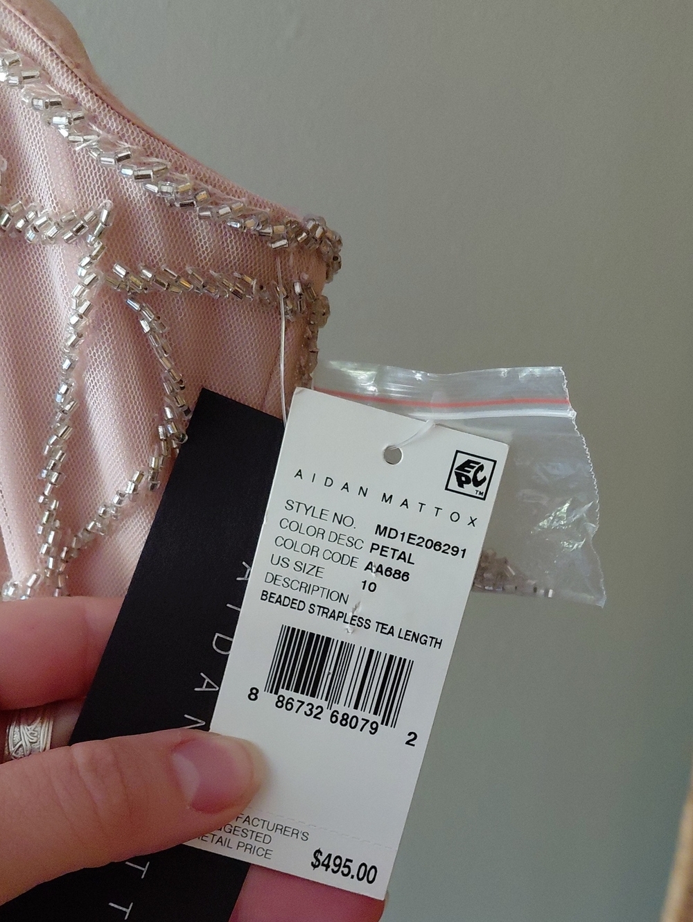Aidan Mattox Petal Pink Beaded Strapless Dress - Picture 3 of 9